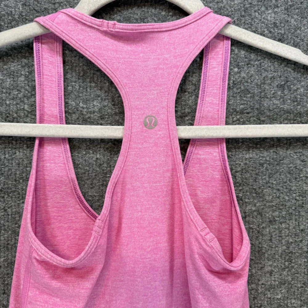 Lululemon Cool Racerback Tank Top Womens 4‎ Pink Heathered Luon Yoga Gym Workout